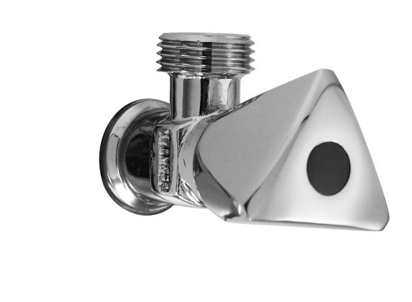 Benkiser Eckventil 1/2 Zoll x 1/2 Zoll mit Sanitär-Oberteil und Dreikanthaubengriff, ohne Rosette, mit 1 Stück Index rot, 7551212