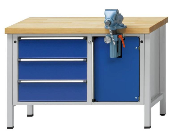 ANKE Werkbänke Montagewerkbank, Modell 806 V, 1270 x 700 x 850 mm, RAL 7035/5010, BMP 50 mm, 340.137