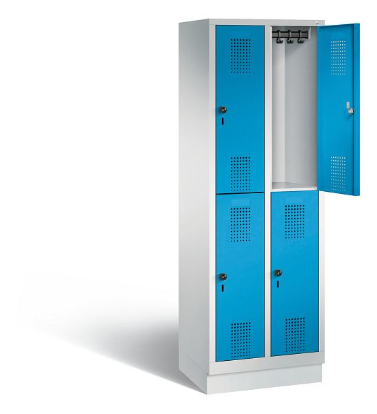 C+P Spind doppelstöckig Evolo, H1800xB610xT500mm, Farbe: Lichtgrau / Lichtblau, 48320-20 S10167