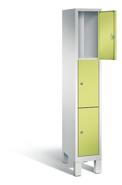 C+P Schließfachschrank Evolo, H1850xB320xT500mm, Farbe: Lichtgrau / Viridingrün, 48010-103 S10026