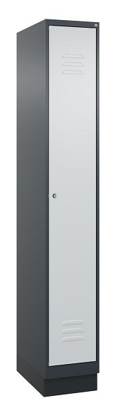C+P Umkleidespind Classic PLUS mit Mitteltrennwand, Sockel, 1950x300x500mm, 7016/7035, Zylinderschloss, 080020-10F S10028