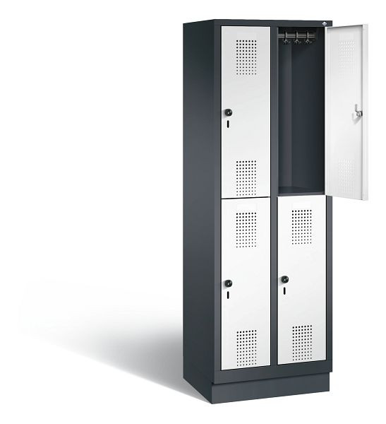 C+P Spind doppelstöckig Evolo, H1800xB610xT500mm, Farbe: Schwarzgrau / Verkehrsweiß, 48320-20 S10538