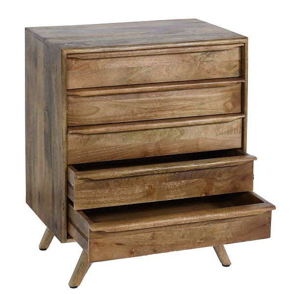 Mendler Highboard HWC-L96, Kommode Sideboard Schrank Schubladen Massiv-Holz Mango 81x65x43cm MVG, 103195
