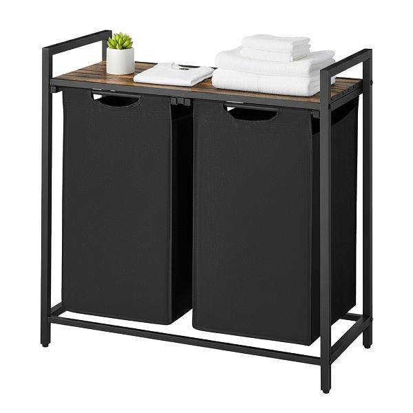 VASAGLE Wäschekorb, Schwarz, Braun, 73x33x72 cm, BLH201B01