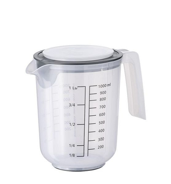 APS Rührbecher mit Deckel, Ø 12,5 cm, Höhe: 16 cm, 1,0 Liter, Polypropylen, inklusive Spritzschutz, 30058