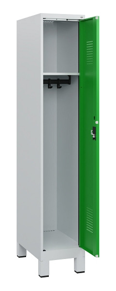C+P Spind Evolo PLUS, Füße, 1 Abteil, 1630x300x500mm, 7035/6037, Zylinderschloss, 0490105-10 S10038