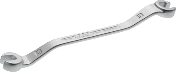 Hazet Doppel-Ringschlüssel, offen, Außen-Sechskant Profil, 12 x 14 mm, für Leitungs-Verschraubungen, Gekröpft (15° und 40°), 612N-12X14
