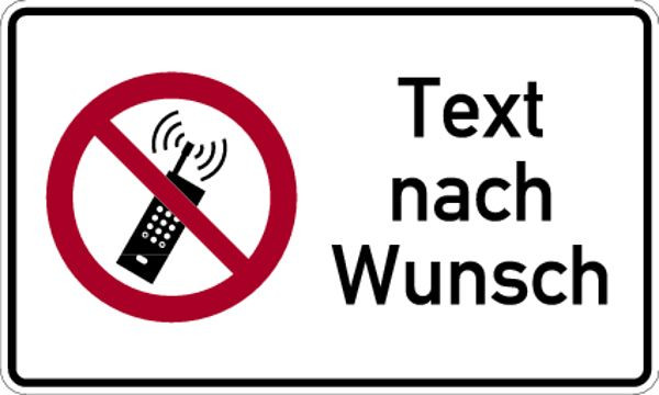 Schilder Klar Kombischild Handyverbot + Text nach Wunsch, 250x150x1.5 mm Kunststoff, 7173/73