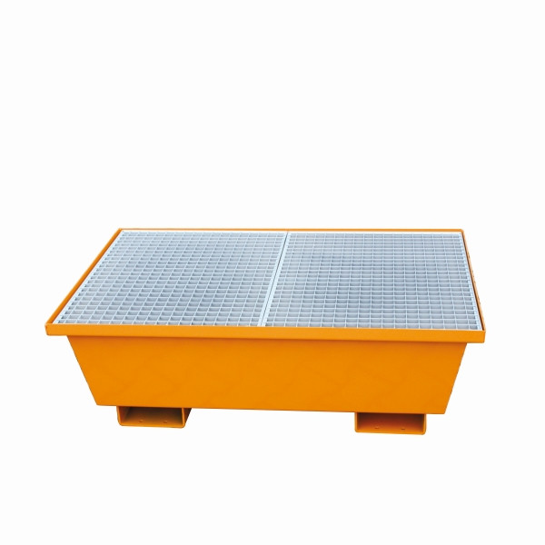 Eichinger Industrie Auffangwanne mit konischen Seitenwänden, LxBxH 2400 x 820 x 325 mm, ohne Gitterrost, reinorange, 30100800000001