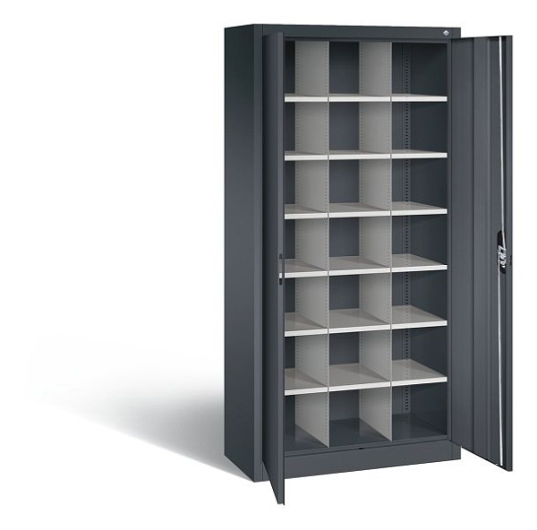 C+P Büro-Fächerschrank Acurado, H1950xB930xT400mm, Farbe: Schwarzgrau, Muldengriff, 9260-410 S10290