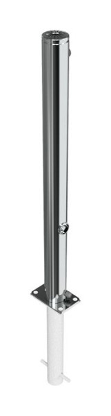 Schake Sperrpfosten aus Edelstahl Typ 4272FU, Ø 76mm, mit Ziernut, -umlegbar-, mit Dreikantverschluss, zum Einbetonieren, geschliffen, 4272FUH