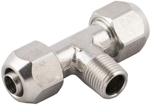 timmer A-TEk-10/8-1/4-VA, T-Einschraubverschraubung, mit Überwurfmutter, Material: Edelstahl V4A, VE: 10 Stück, 01010104