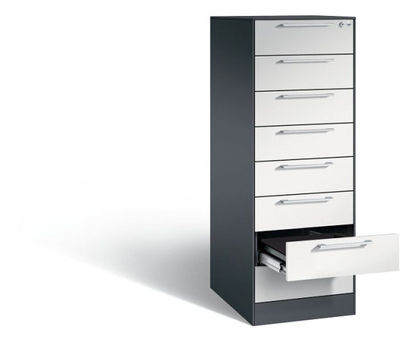 C+P Karteischrank Asisto, H1310xB440xT600mm, Farbe: Schwarzgrau / Lichtgrau, Bügelgriff, 146225-822 S10017