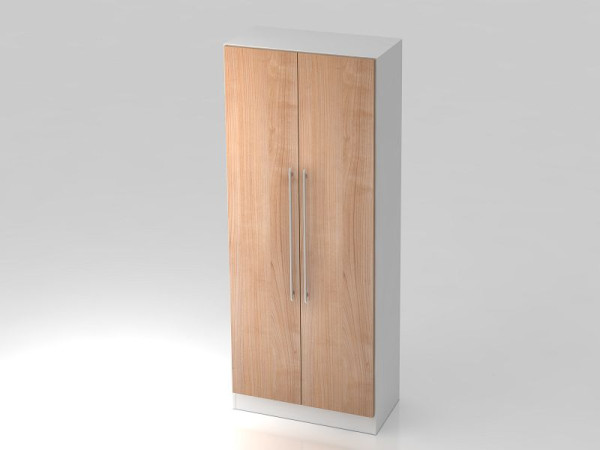 Hammerbacher Garderobenschrank 5OH, Sockelblende, Relinggriff Weiß/Nussbaum, 80x42x200,4 cm (BxTxH), V7200/W/N/RE