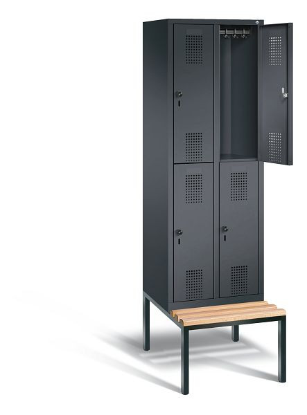 C+P Spind doppelstöckig Evolo, H2090xB610xT815mm, Farbe: Schwarzgrau, 48350-20 S10029