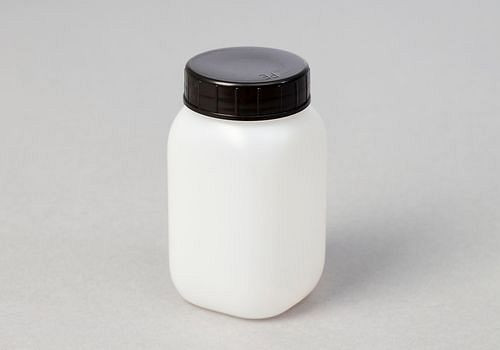 DENIOS Weithalsflaschen aus HDPE, eckig, natur-transparent, 250 ml, VE: 24 Stück, 257557