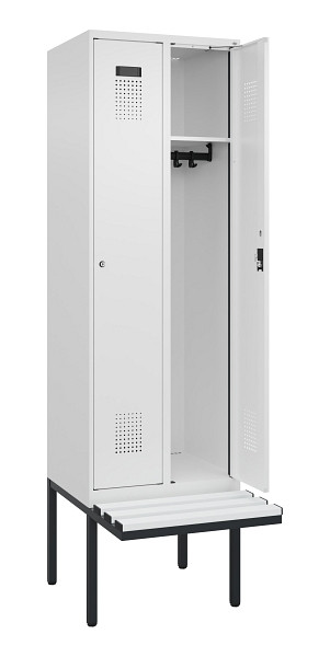 C+P Spind Evolo PLUS, 2 Abteil, 2120x600x815mm, 9016/9016, Zylinderschloss, Material Sitzfläche Kunststoff, 0490407-20 S10101