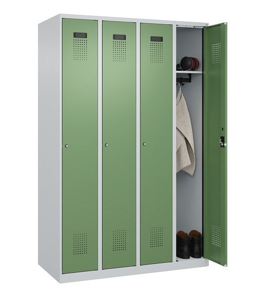 C+P Spind Evolo PLUS, 4 Abteile, 1850x1200x500mm, 7035/6011, Verschluss Zylinderschloss, Ablageböden 4, 049000-40 S10037