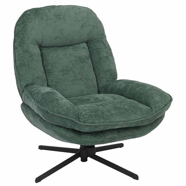 Mendler Relaxsessel HWC-P32, Fernsehsessel Nosagfederung Polstersessel, drehbar Metall Stoff/Textil Chenille (370 g/m²), grün, 118702