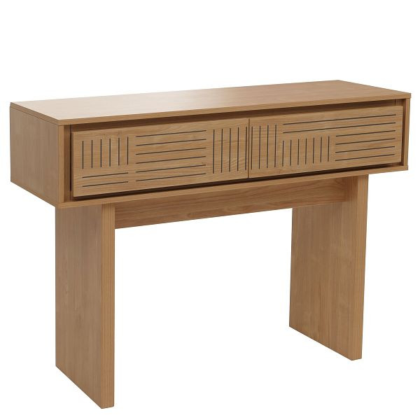 Mendler Konsolentisch HWC-O31, Telefontisch Beistelltisch Ablagetisch, Schublade Melamin 86x110x41cm, Ulme natur, 111900