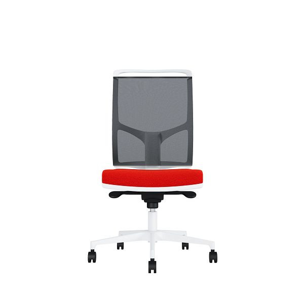 Bisley Bürodrehstuhl Zed, Weißes Kunststoff, Ohne Armlehnen, Fußkreuz aus Kunststoff, NE0013 signalrot, ZEDKSWNE0013