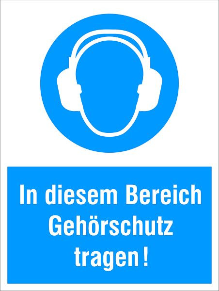 SafetyMarking Gebots-Kombischild, In diesem Bereich Gehörschutz tragen!, BxH 30x40 cm, Kunststoff (Hart-PVC), 43.A7075