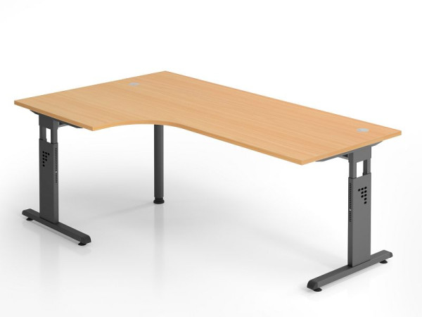 Hammerbacher Winkelschreibtisch OS82, 200 x 120 cm, Platte: Buche, 25 mm dick, 2 mm ABS-Kante, Winkelform 90°, links oder rechts montierbar, VOS82/6/G