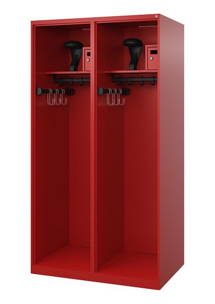 C+P Feuerwehrspind Evolo, Modell FLEXO, 2 Abteile, H1850B1000T600 mm, Feuerrot, Helmhalter, 0493315-23 S10005