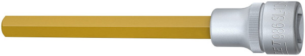 Hazet Schraubendreher-Steckschlüsseleinsatz, Vierkant hohl 12,5 mm, Innen-Sechskant Profil, 10 mm, Extralange Ausführung Mit Rändelung, 986SL-10