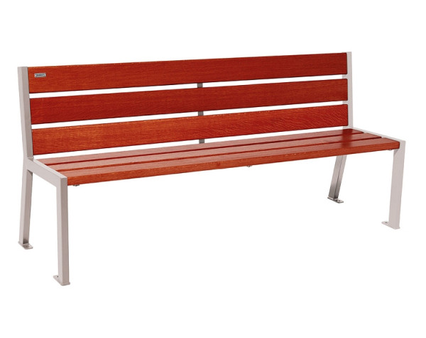 Procity Sitzbank Silaos 6 Holzlatten, 1800 mm, Ohne Armlehne, Holz & Stahl, Mahagoni/RAL 7044, 209602.7044.ACAJ