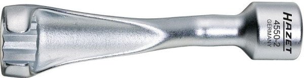 Hazet Einspritzleitungs-Schlüssel, Vierkant hohl 12,5 mm (1/2 Zoll), Außen-Doppel-Sechskant Profil, 19 mm, 4550-2