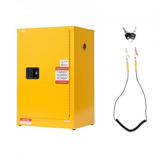 VEVOR Feuerlöschschrank 49,21 L, verstellbares Regal, kaltgewalzter & verzinkter Stahl, Gelb, Schutzschrank Gefahrstoffschrank, YRFBJ905845CL2D61001V0