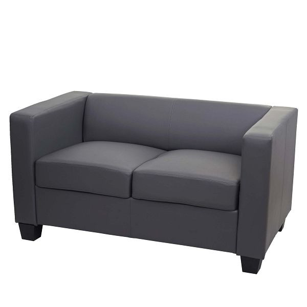 Mendler 2er Sofa Couch Loungesofa Lille, Kunstleder, dunkelgrau, 75137+75138