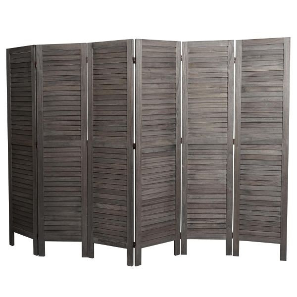 Mendler Paravent HWC-G30, Trennwand Sichtschutz Raumteiler, Shabby-Look 170x240cm, grau-braun, 94464