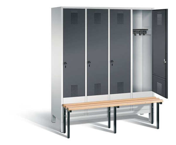 C+P Garderobenschrank Evolo, H1850xB1590xT815mm, Farbe: Lichtgrau / Schwarzgrau, 48030-42 S10074