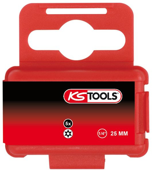 KS Tools 1/4" TORSIONpower Bit Torx, 25mm, TB15, mit Bohrung, VE: 5 Stück, 918.3611