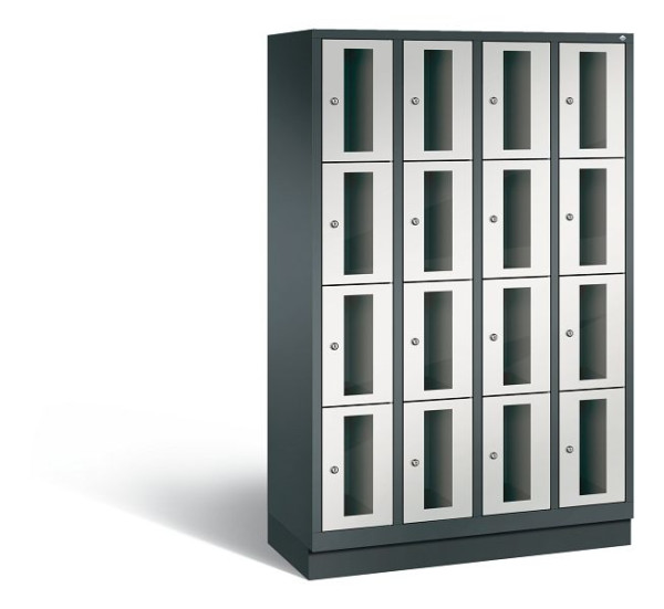 C+P Schließfachschrank Classic, 16 Fächer, H1800xB1190xT500 mm, Anthrazit/Grau, 8020A404 S10019