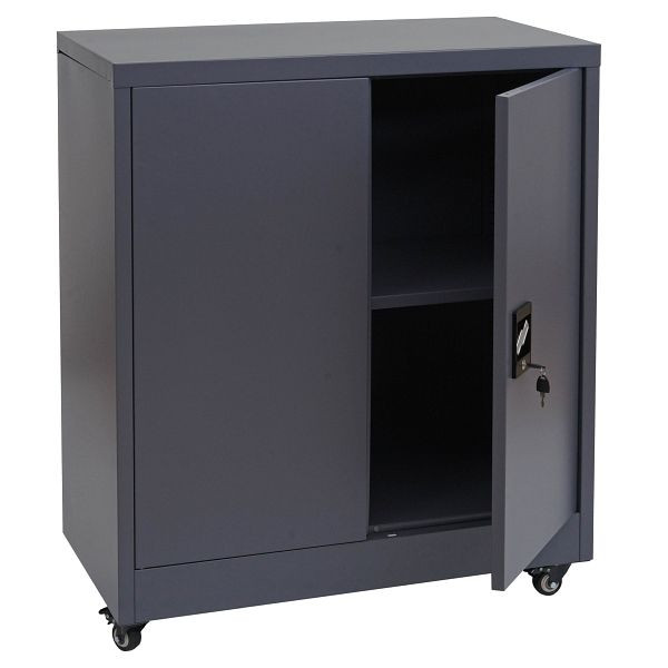 Mendler Aktenschrank HWC-O50, Büroschrank Stahlschrank mit Rollen, 2 Türen abschließbar, Stahl 98x80x40cm, dunkelgrau, 122119