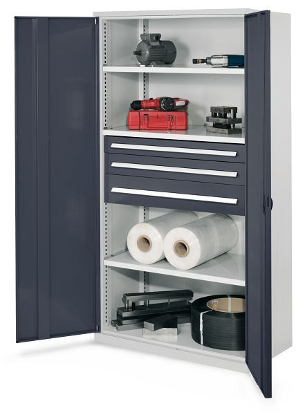 Kappes Schwerlastschrank ohne Mitteltrennwand, 1950 x 1000 x 600 mm, Mod 46, RAL 7035/7016, Vollblechtüren, 1462.15.1024