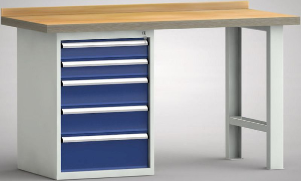 KLW Standard-Werkbank - 1500 x 700 x 840 mm L x T x H, links 2x100EA/2x150EA/200EA, WS515N-1500M40-E7027