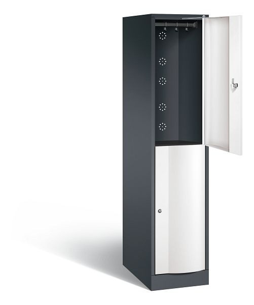 C+P Spind doppelstöckig XL Resisto, H1950xB396xT640mm, Farbe: Schwarzgrau / Verkehrsweiß, 8270-173 S10027