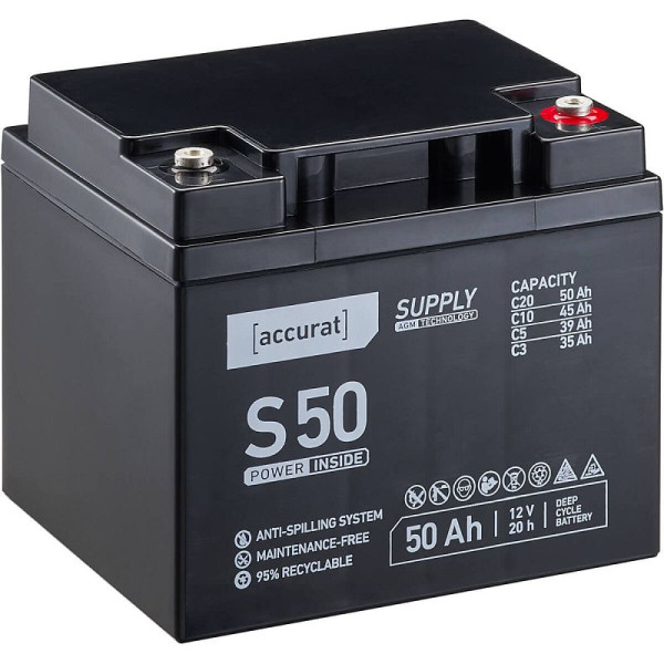 Accurat Supply S50 AGM Versorgungsbatterie 12V 50Ah, VBB-AGM-S50