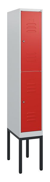 C+P Doppelstöckiger Spind Classic PLUS, Gestell, 1950x300x500mm, 7035/3020, Zylinderschlösser, 0803305-10 S10032
