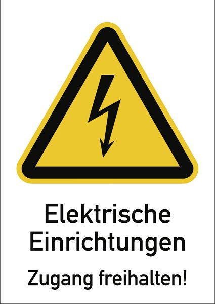 Moedel Elektrische Einrichtungen Zugang freihalten!, Kombischild, Kunststoff, 210x297 mm, 58333