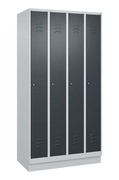 C+P Umkleidespind Classic PLUS, Sockel, 4 Abteile, 1950x1000x500mm, 7035/7016, Zylinderschlösser, 080020-49 S10023