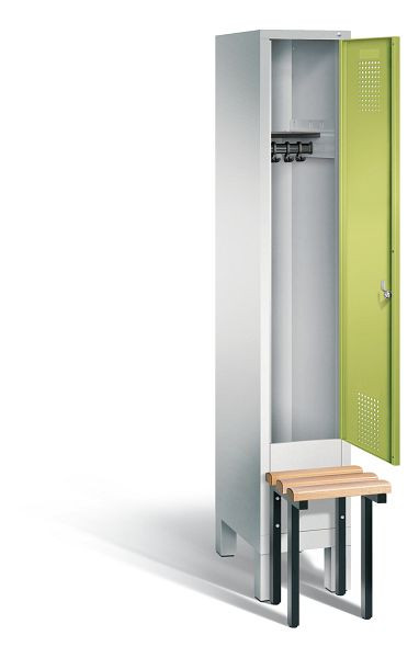 C+P Garderobenschrank Evolo, H1850xB320xT815mm, Farbe: Lichtgrau / Viridingrün, 48030-10 S10083