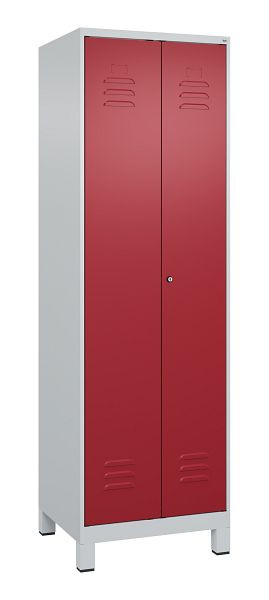 C+P Umkleidespind Classic PLUS SW, Füße, 2 Abteile, 1950x600x500mm, 7035/3003, Zylinderschloss, 080012-20 S10016