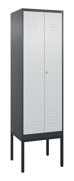 C+P Umkleidespind Classic PLUS, Doppel-Spind, Gestell, 2 Abteile, 2120x600x500mm, 7016/7035, Zylinderschloss, 0800327-20P S10028