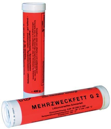 DENIOS Fettpatrone (DIN 1284), 400 g Mehrzweckfett G2, für Hand- und Akku-Pressen, VE: 12 Stück, 207989