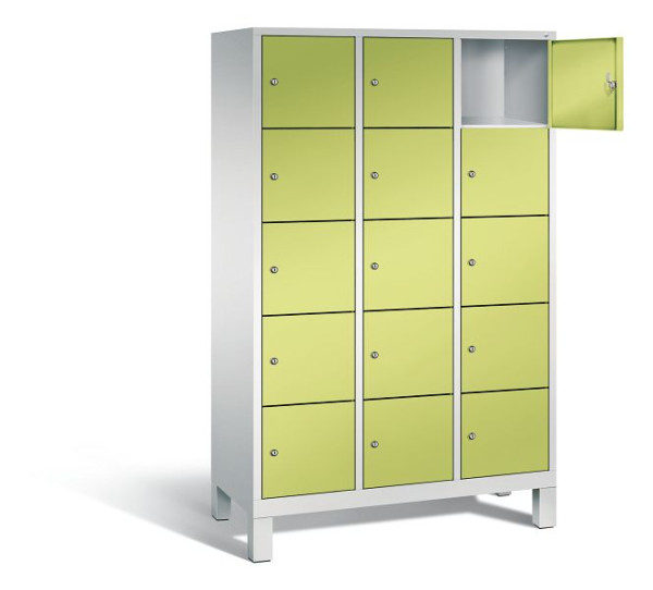 C+P Schließfachschrank Evolo, H1850xB1200xT500mm, Farbe: Lichtgrau / Viridingrün, 48010-325 S10072